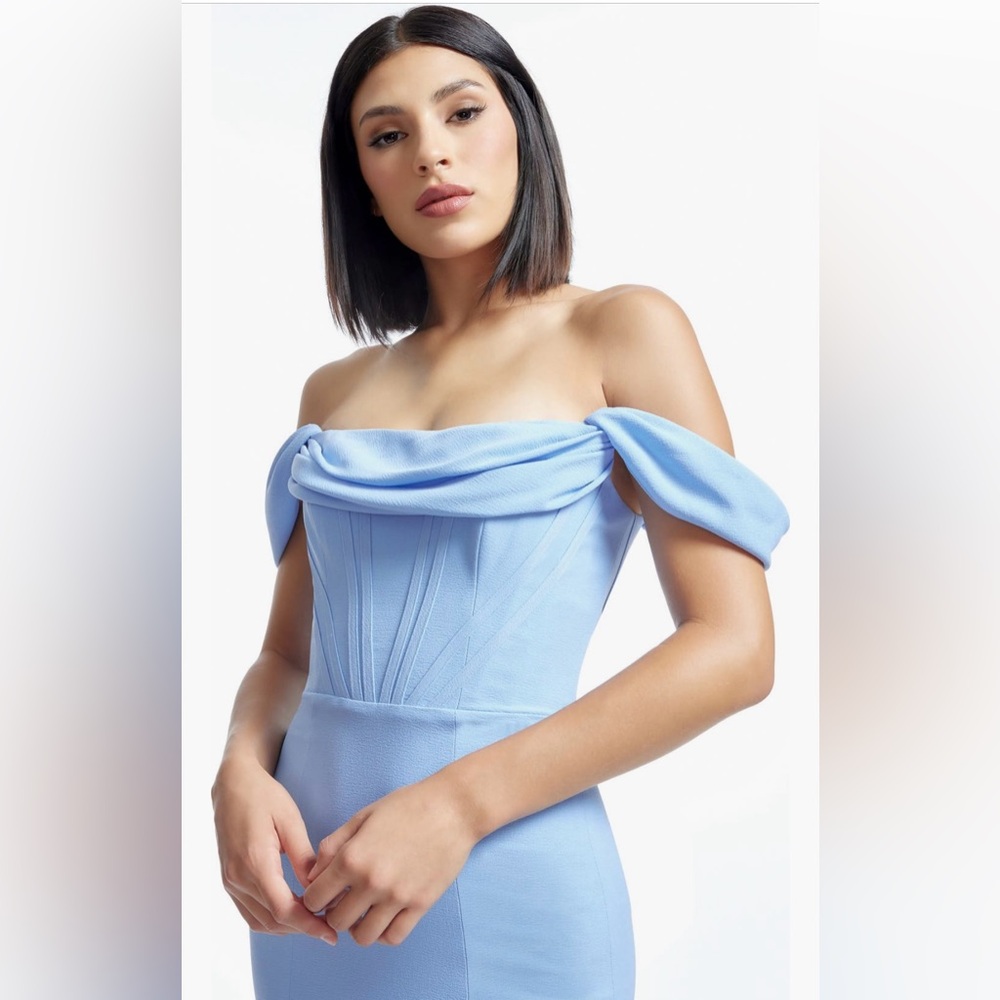 Dress the Population Sky Blue Off The Shoulder Dress Gown - Picture 4 of 10
